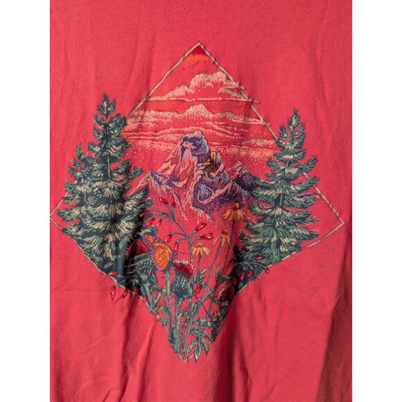 Vintage 1995 Hanes Beefy-T Shirt Men's L (Fits Unisex) Pink Nature Glitter... - Picture 3 of 7